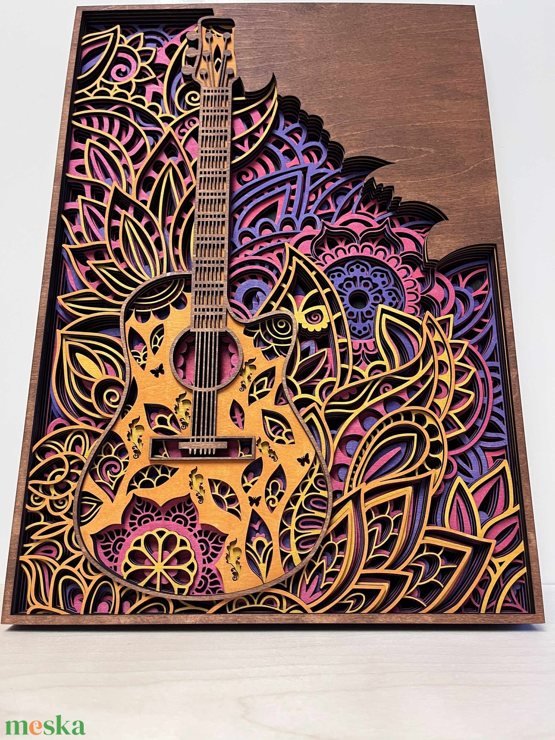 Mandala Gitár - otthon & életmód - dekoráció - kép & falikép - fából készült kép - Meska.hu