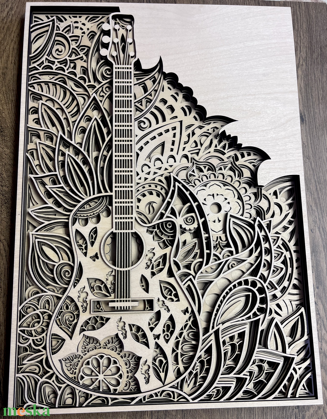 Mandala Gitár - otthon & életmód - dekoráció - kép & falikép - fából készült kép - Meska.hu