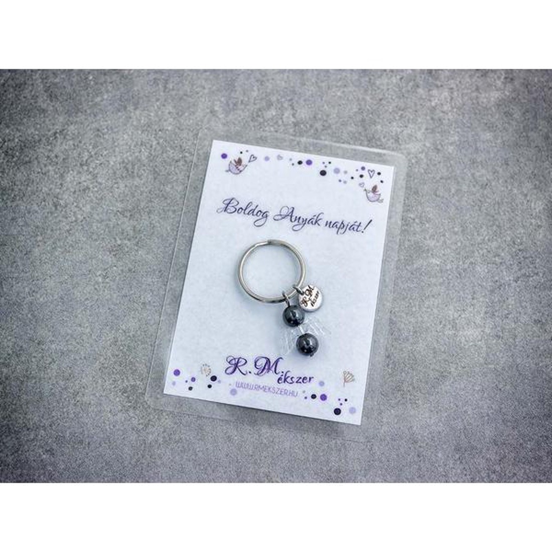Boldog Anyák napját kulcstartó hematittal - táska & tok - kulcstartó & táskadísz - kulcstartó - Meska.hu