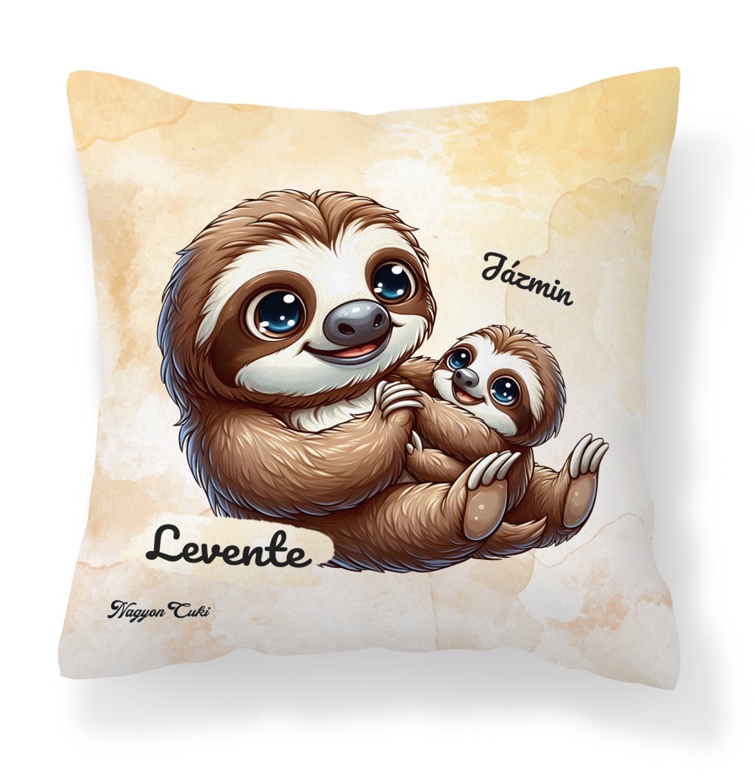 Névvel kérhető - Cuki lajhár Apa és kicsi lajhárja mintás párna - otthon & életmód - lakástextil - párna & párnahuzat - díszpárna (belsővel együtt) - Meska.hu