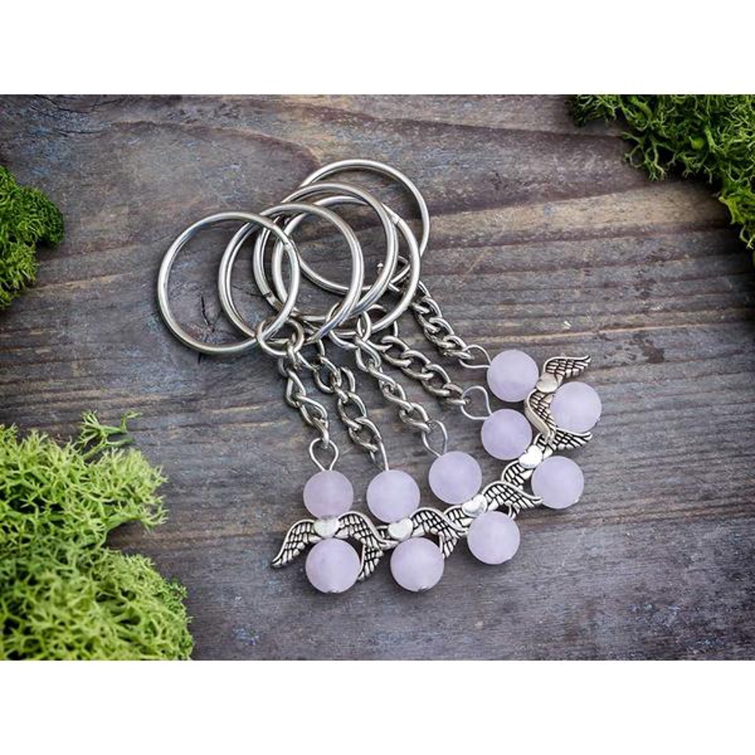 Álmodozó angyal kulcstartó rózsakvarccal 25 dbos csomag - táska & tok - kulcstartó & táskadísz - kulcstartó - Meska.hu