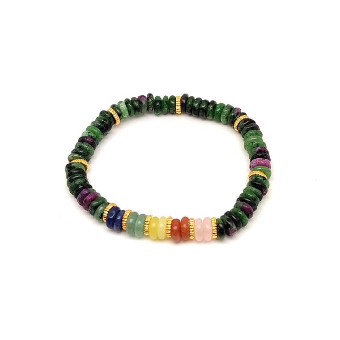 Rubin zoizit ásvány karkötő 5 korong köves díszítéssel 62 mm - ékszer - karkötő - ásványkarkötő - Meska.hu