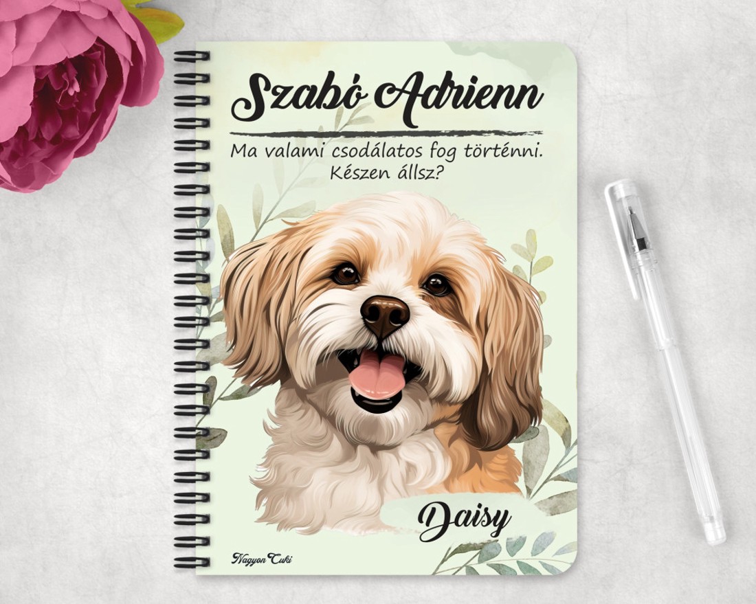 Személyre szabható - Barna Havanese portré mintás A5-ös füzet - otthon & életmód - papír, írószer - jegyzetfüzet & napló - Meska.hu