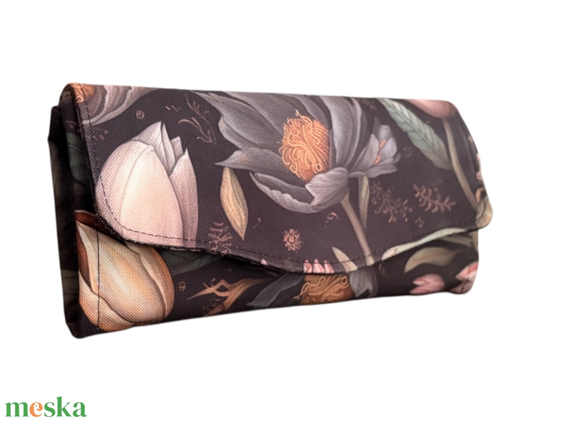 Elegáns virágmintás nagyméretű pénztárca  - táska & tok - pénztárca & más tok - pénztárca - női pénztárca - Meska.hu
