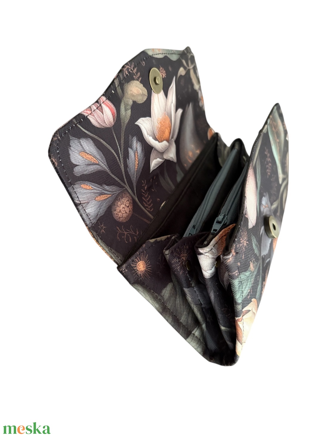 Elegáns virágmintás nagyméretű pénztárca  - táska & tok - pénztárca & más tok - pénztárca - női pénztárca - Meska.hu