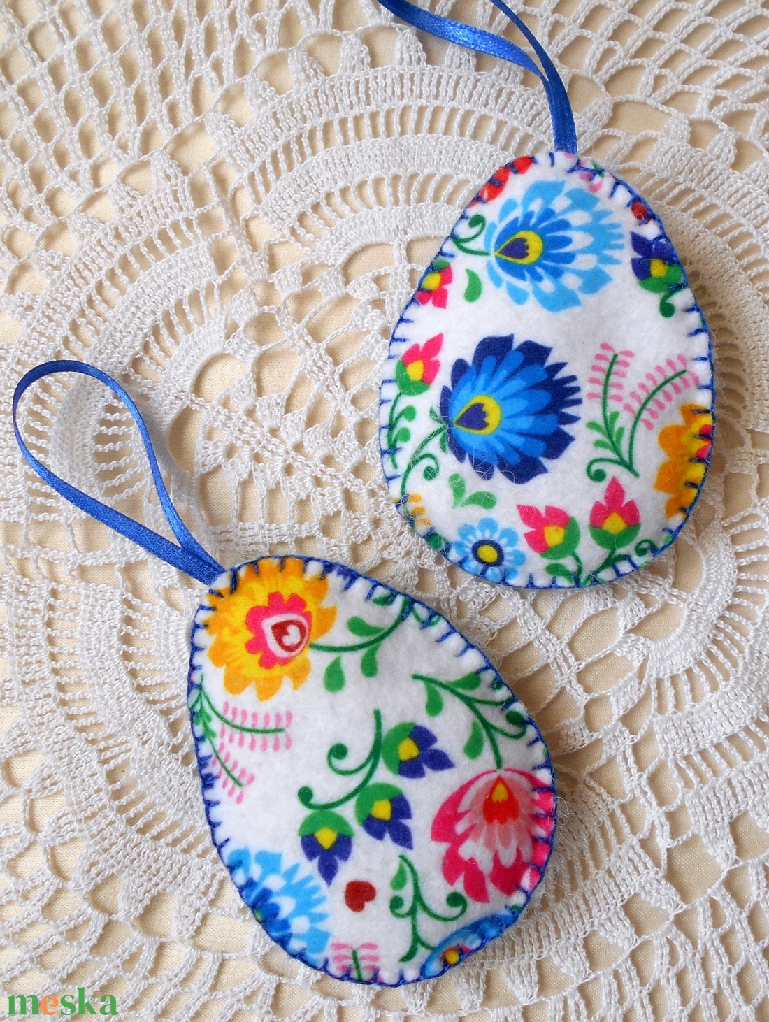 Színes virág mintás húsvéti tojás szett (2 db) - otthon & életmód - dekoráció - fali és függő dekoráció - függődísz - Meska.hu