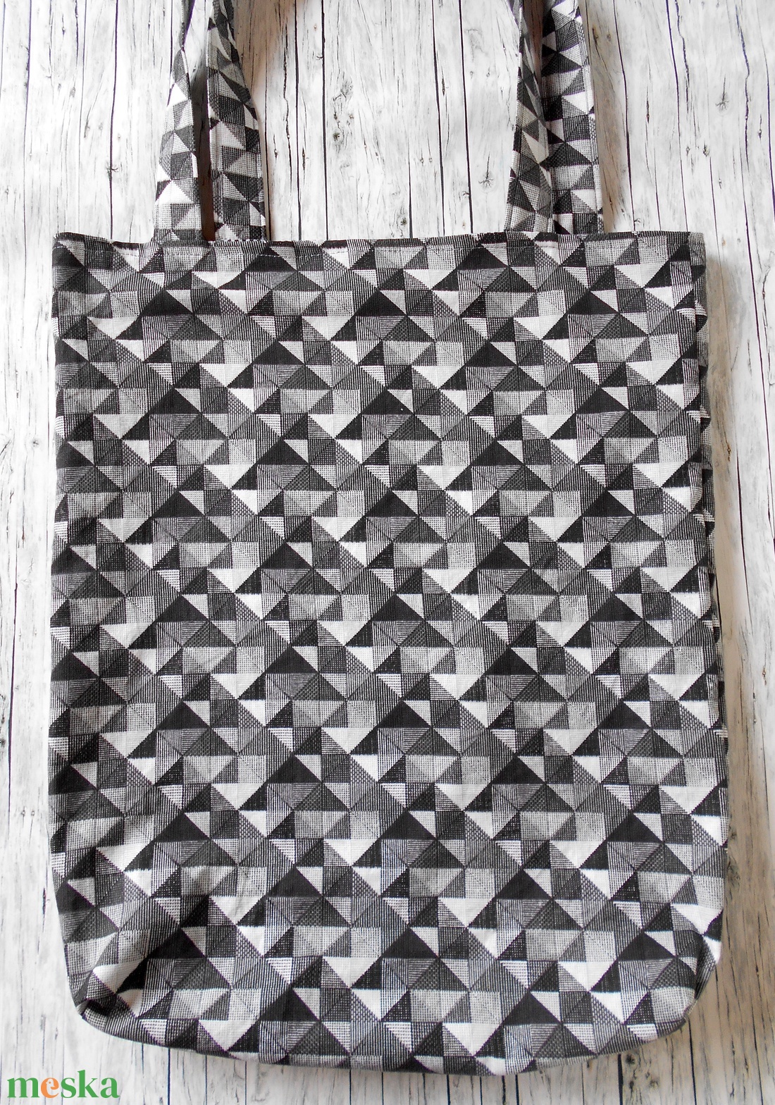 Geometriai mintás táska/szatyor (szürke-fekete) - táska & tok - bevásárlás & shopper táska - shopper, textiltáska, szatyor - Meska.hu