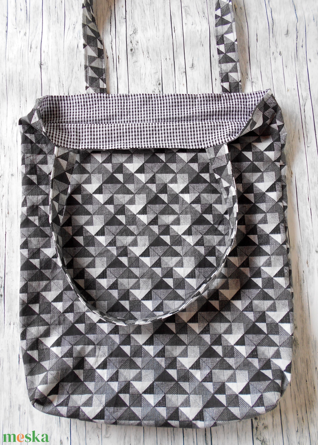Geometriai mintás táska/szatyor (szürke-fekete) - táska & tok - bevásárlás & shopper táska - shopper, textiltáska, szatyor - Meska.hu