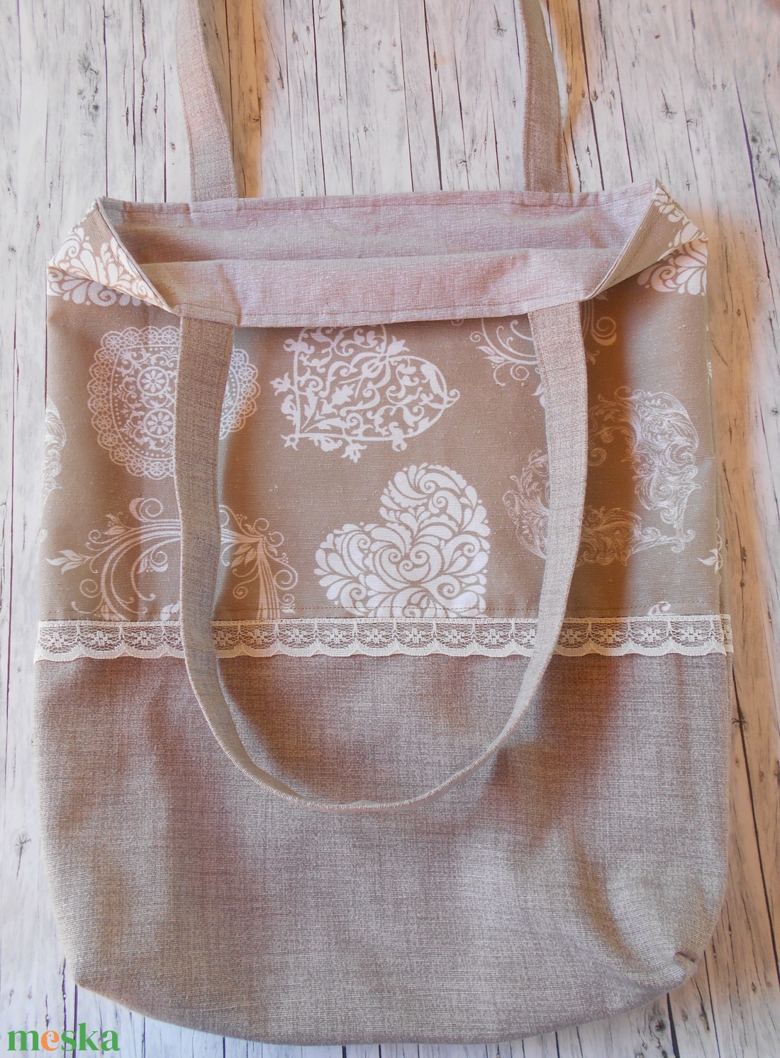 Vintage hangulatú szívecske mintás táska/szatyor nylon csipkével - táska & tok - bevásárlás & shopper táska - shopper, textiltáska, szatyor - Meska.hu Vintage hangulatú szívecske mintás táska/szatyor nylon csipkével - táska & tok - bevásárlás & shopper táska - shopper, textiltáska, szatyor - Meska.hu