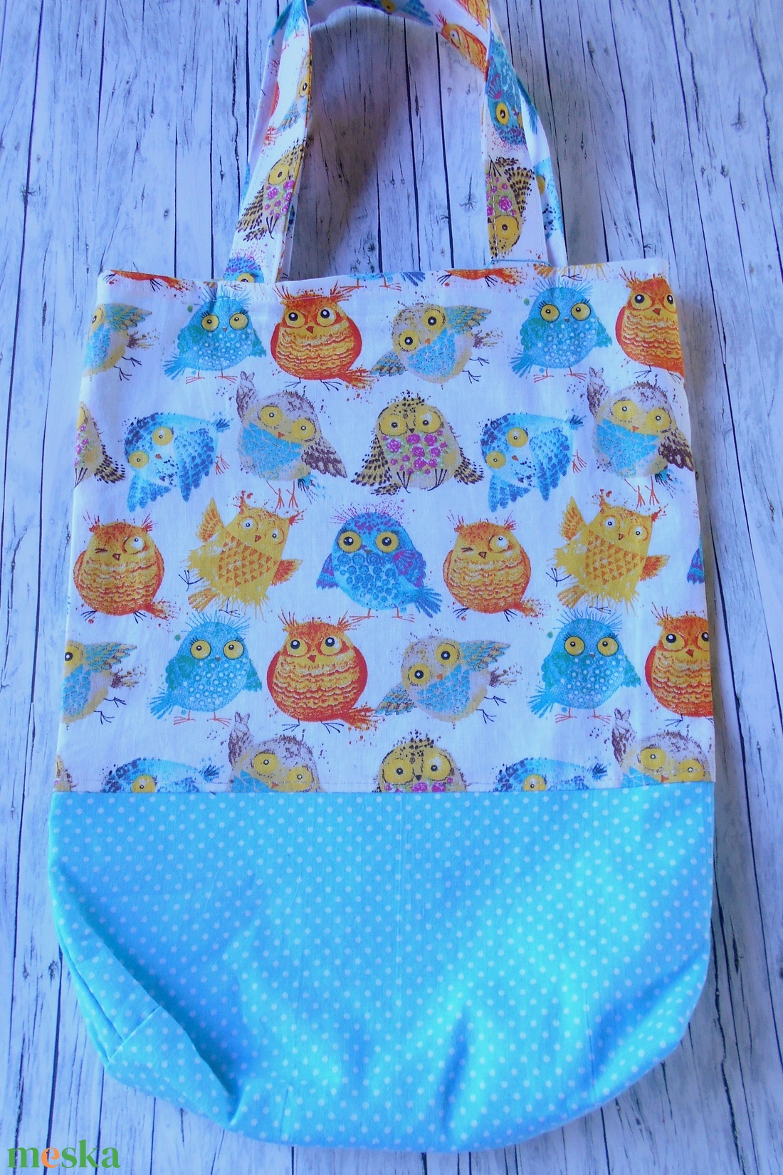 Fehér alapon türkizkék, narancssárga bagoly mintás táska/szatyor gyerekeknek - táska & tok - bevásárlás & shopper táska - shopper, textiltáska, szatyor - Meska.hu Fehér alapon türkizkék, narancssárga bagoly mintás táska/szatyor gyerekeknek - táska & tok - bevásárlás & shopper táska - shopper, textiltáska, szatyor - Meska.hu