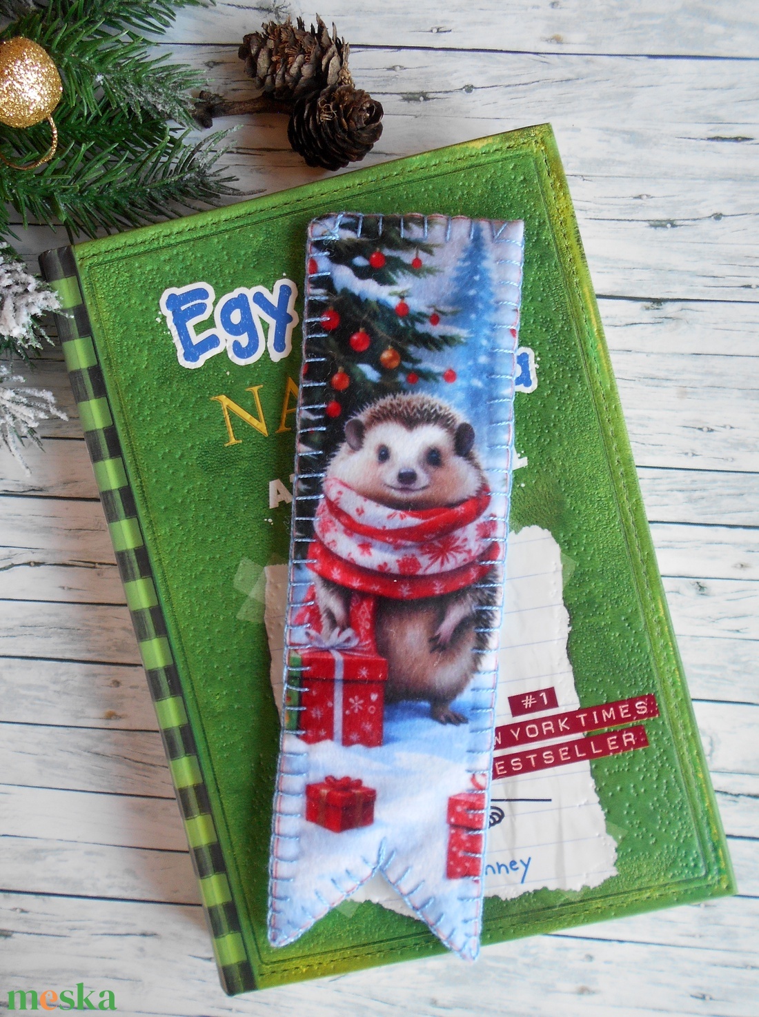 Süni mintás karácsonyi könyvjelző 1. - könyv & zene - könyvjelző - Meska.hu
