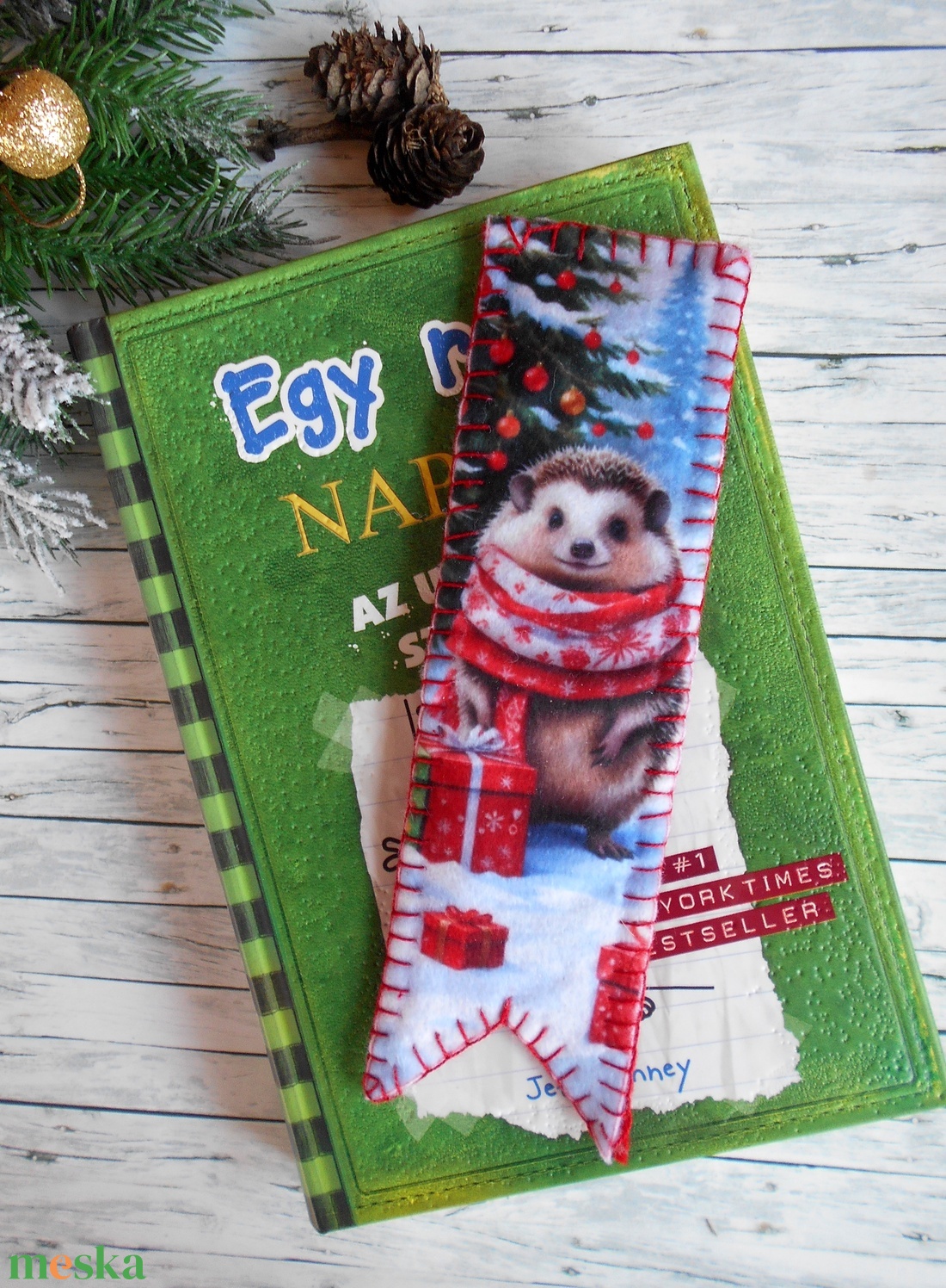 Süni mintás karácsonyi könyvjelző 1. - könyv & zene - könyvjelző - Meska.hu