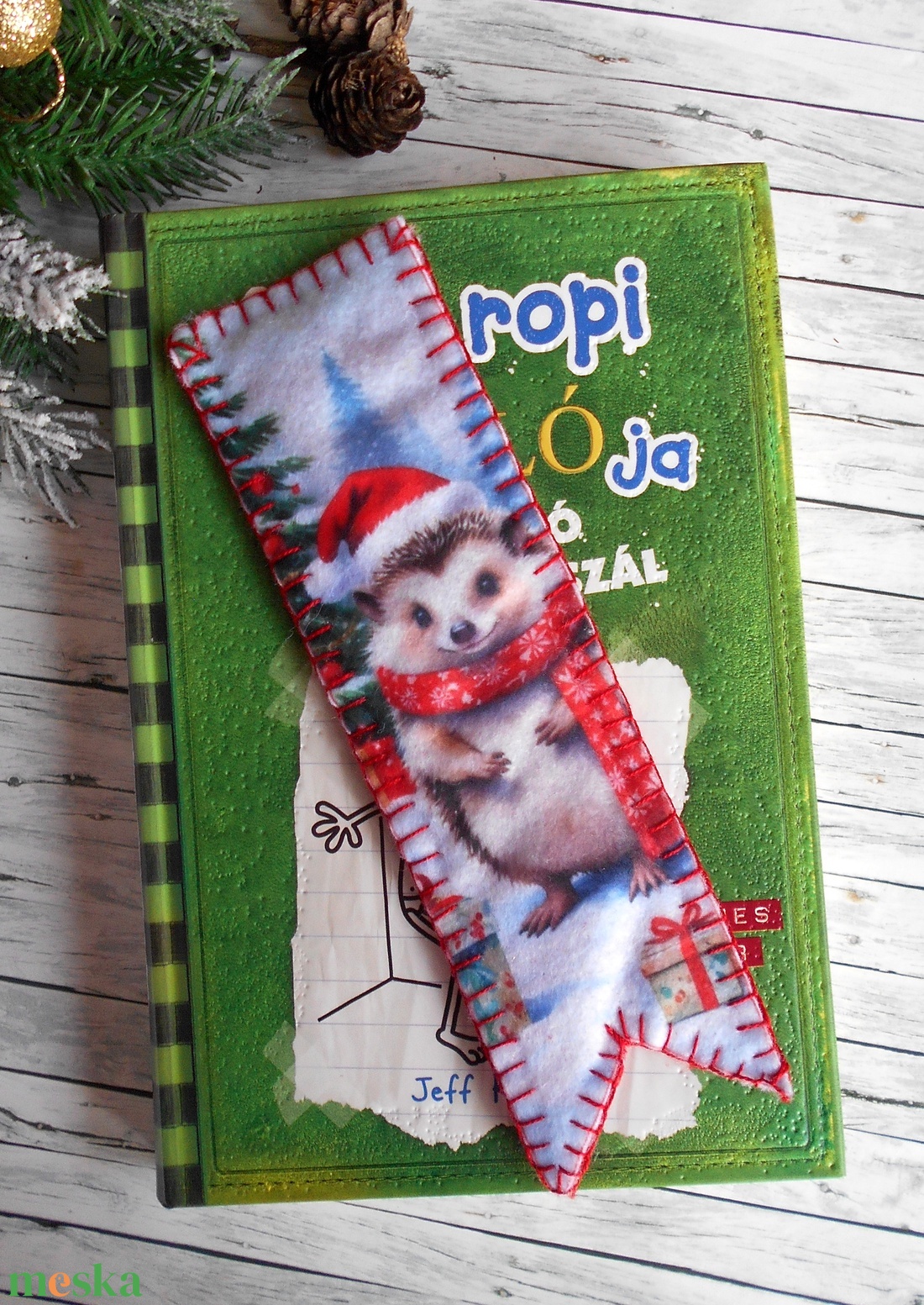 Süni mintás karácsonyi könyvjelző 2. - könyv & zene - könyvjelző - Meska.hu