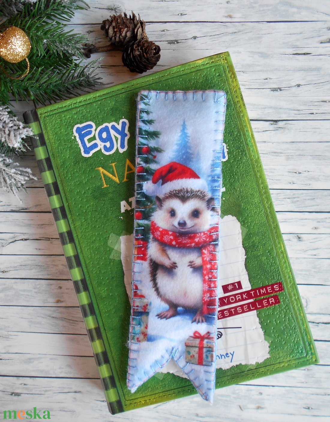 Süni mintás karácsonyi könyvjelző 2. - könyv & zene - könyvjelző - Meska.hu