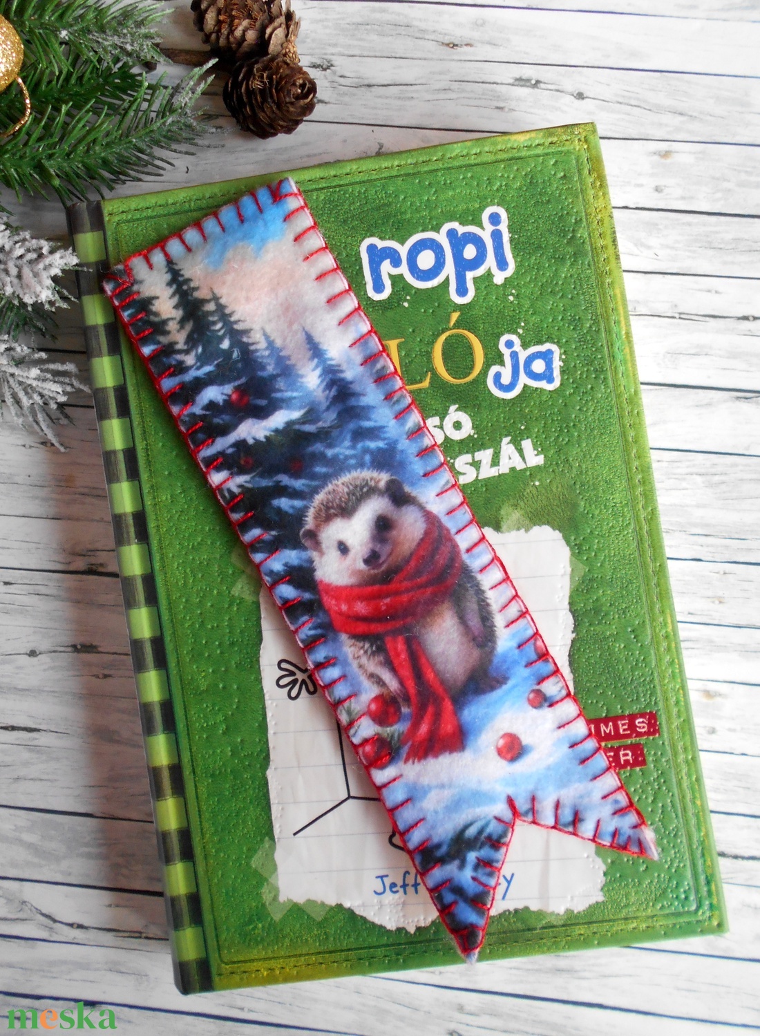 Süni mintás karácsonyi könyvjelző 3. - könyv & zene - könyvjelző - Meska.hu