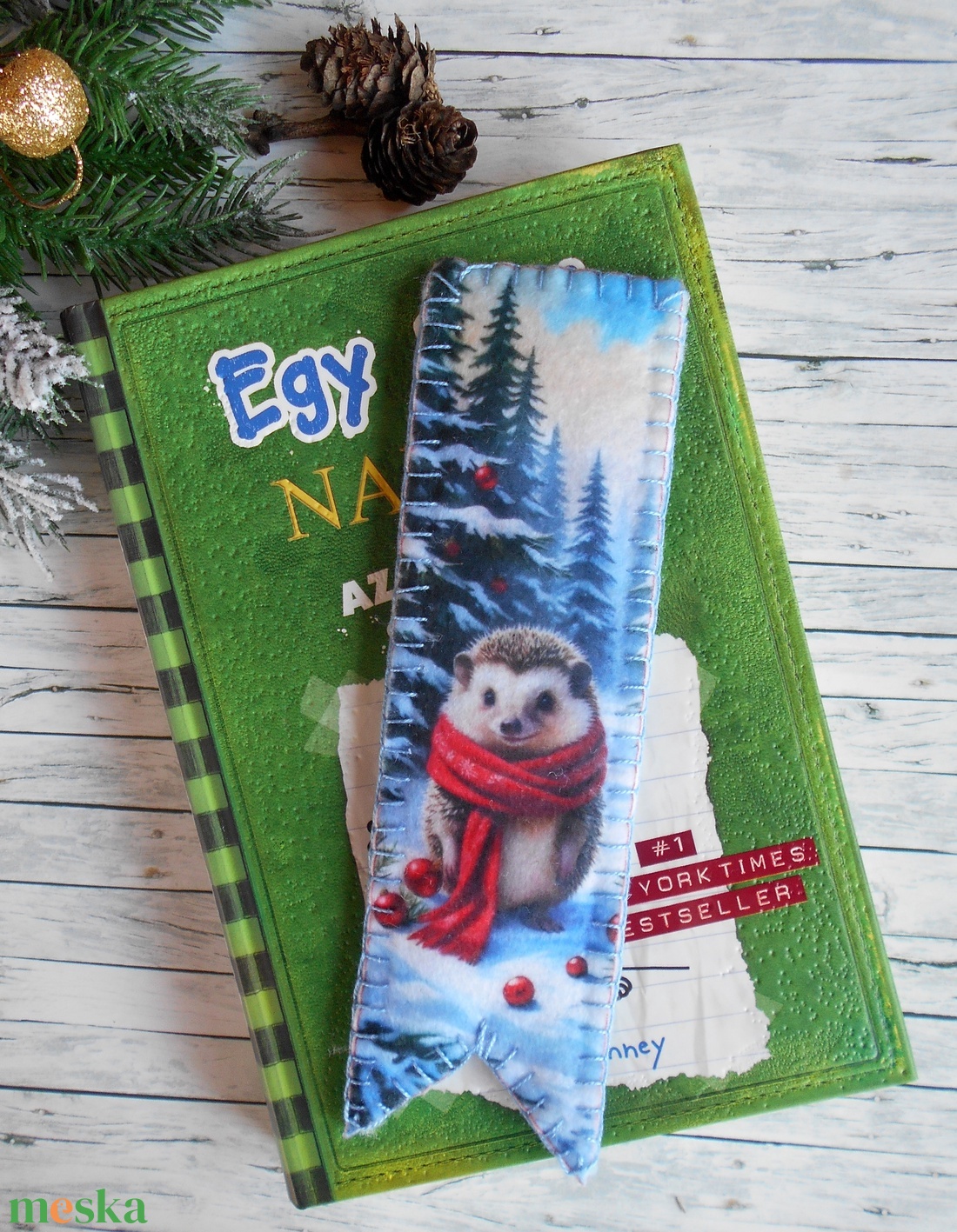 Süni mintás karácsonyi könyvjelző 3. - könyv & zene - könyvjelző - Meska.hu
