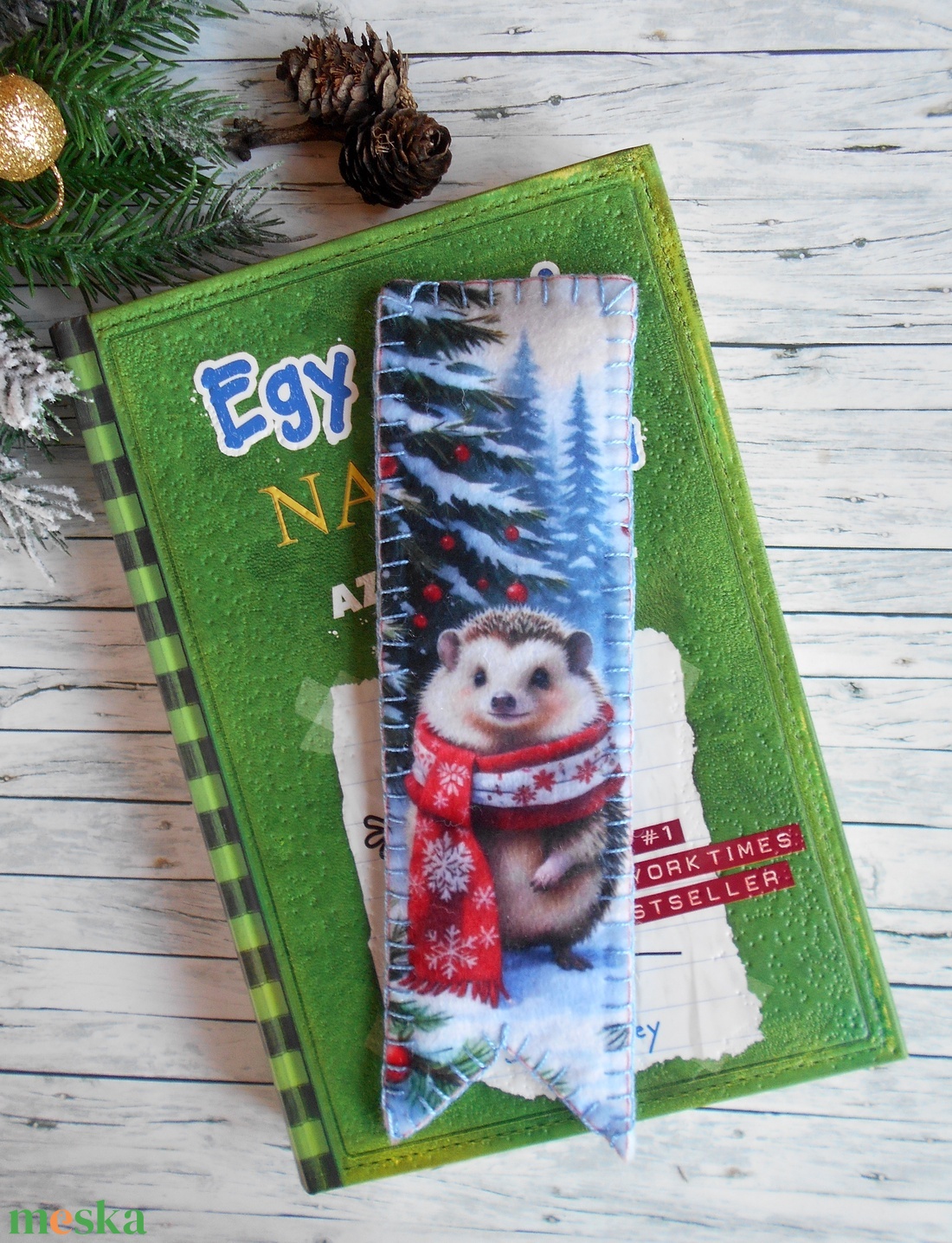 Süni mintás karácsonyi könyvjelző 4. - könyv & zene - könyvjelző - Meska.hu