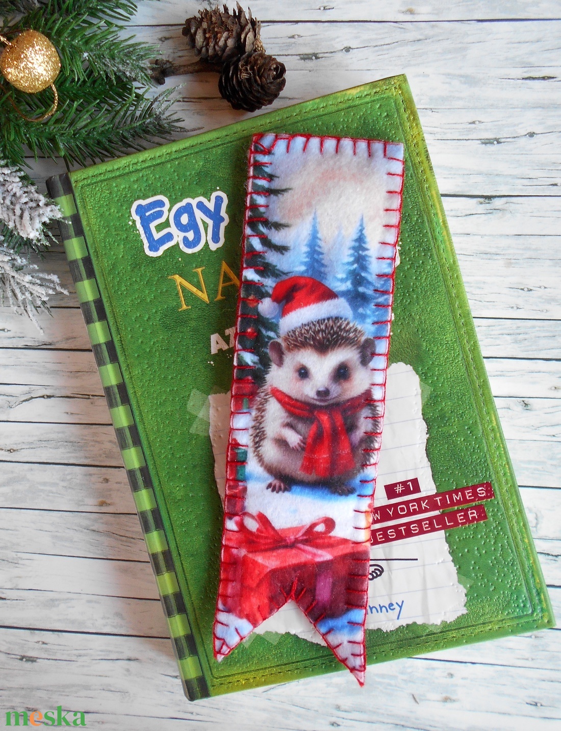 Süni mintás karácsonyi könyvjelző 5. - könyv & zene - könyvjelző - Meska.hu