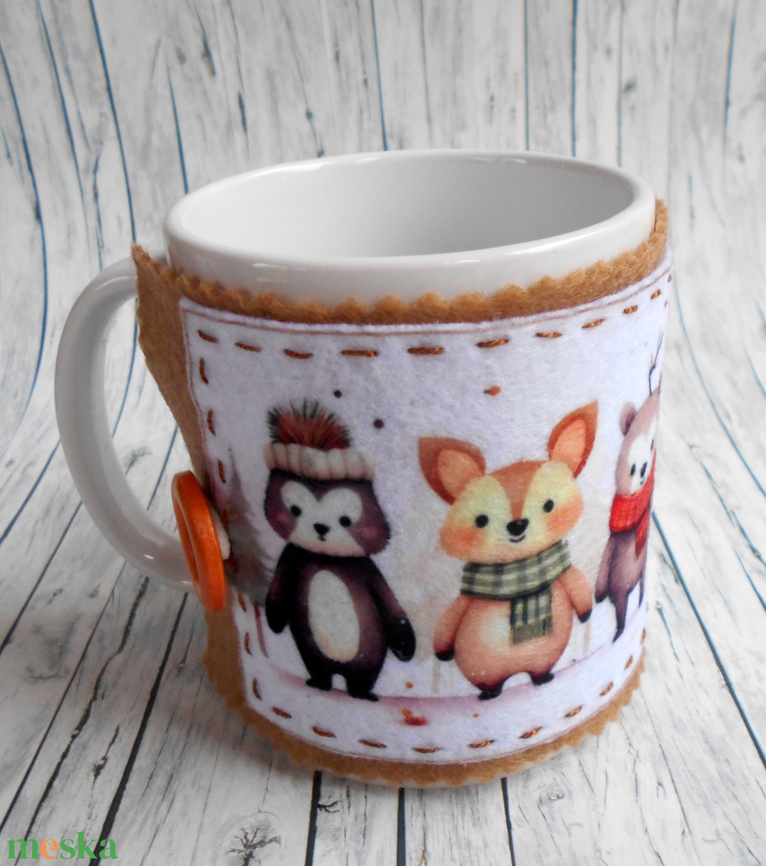 Bögrepalást/melegen tartó cuki erdei állatos 1. - otthon & életmód - konyhafelszerelés, tálalás - tálalás - bögre & csésze - Meska.hu