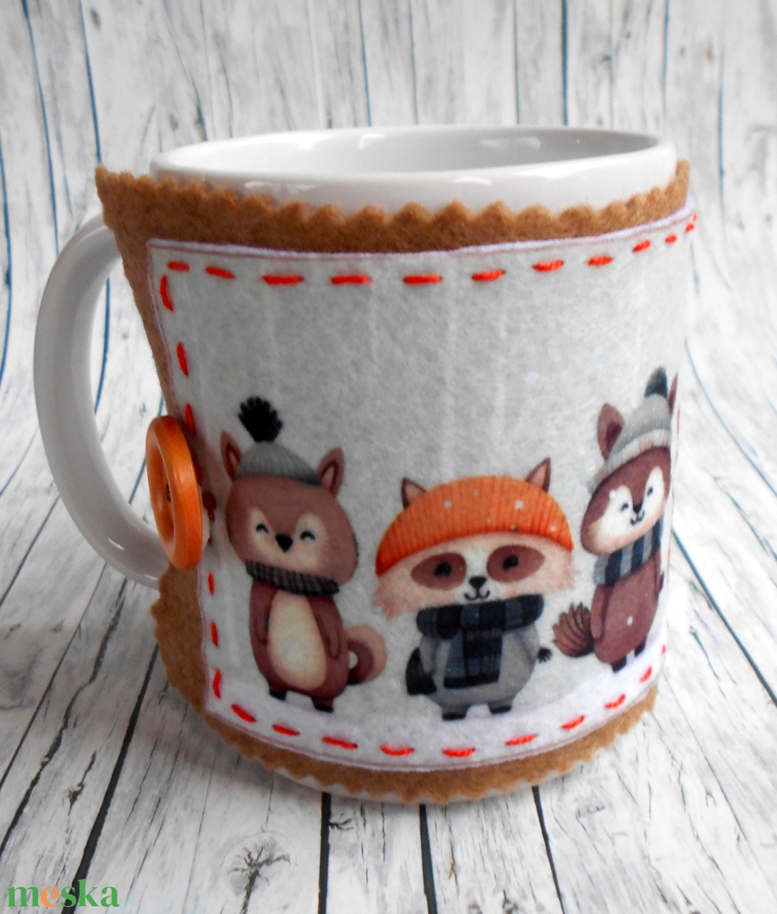 Bögrepalást/melegen tartó cuki erdei állatos 2. - otthon & életmód - konyhafelszerelés, tálalás - tálalás - bögre & csésze - Meska.hu