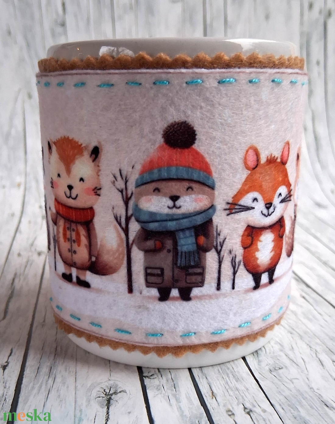 Bögrepalást/melegen tartó cuki erdei állatos 3 - otthon & életmód - konyhafelszerelés, tálalás - tálalás - bögre & csésze - Meska.hu