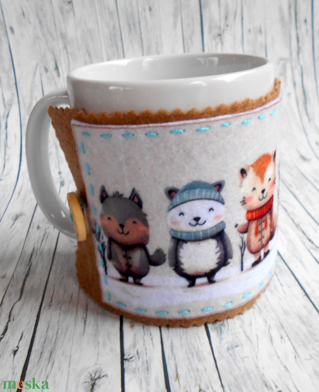 Bögrepalást/melegen tartó cuki erdei állatos 3 - otthon & életmód - konyhafelszerelés, tálalás - tálalás - bögre & csésze - Meska.hu