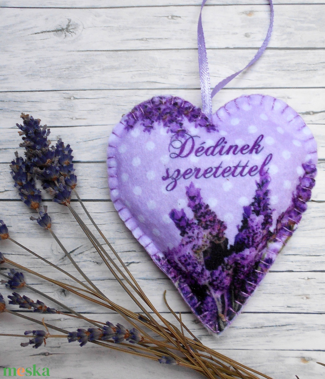 Dédinek-anyák napi levendulával töltött szív  - otthon & életmód - dekoráció - fali és függő dekoráció - függődísz - Meska.hu