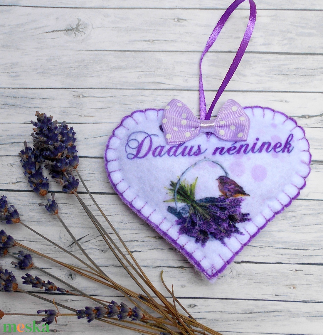 Dadus néninek pedagógus napra/Óvodai búcsúztatóra készült levendulás szív  - otthon & életmód - dekoráció - fali és függő dekoráció - függődísz - Meska.hu