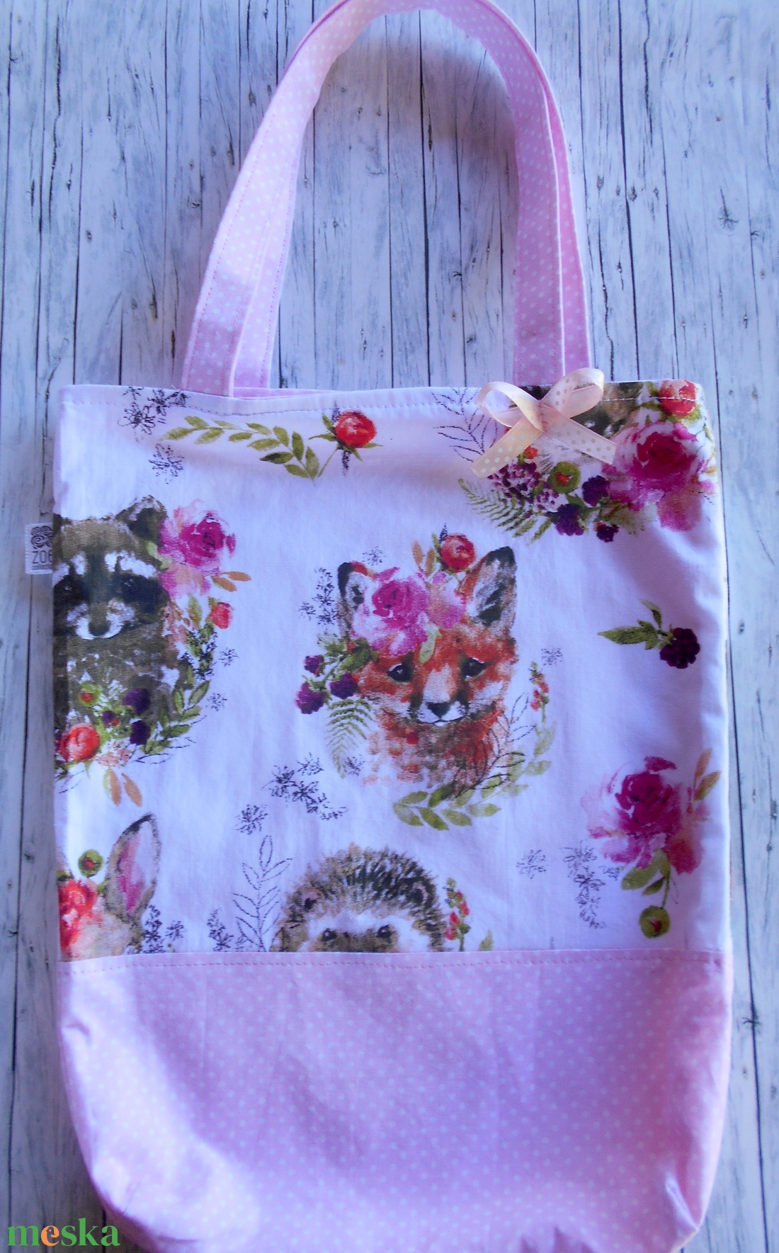 Cuki erdei állatok mintás táska/szatyor gyerekeknek - táska & tok - bevásárlás & shopper táska - shopper, textiltáska, szatyor - Meska.hu