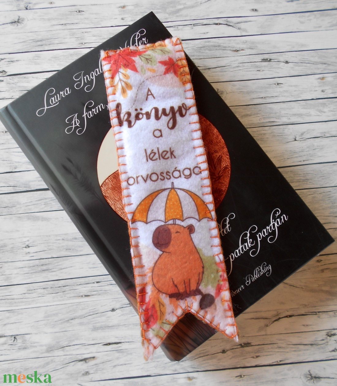 Capibarás feliratos könyvjelző esernyős - könyv & zene - könyvjelző - Meska.hu