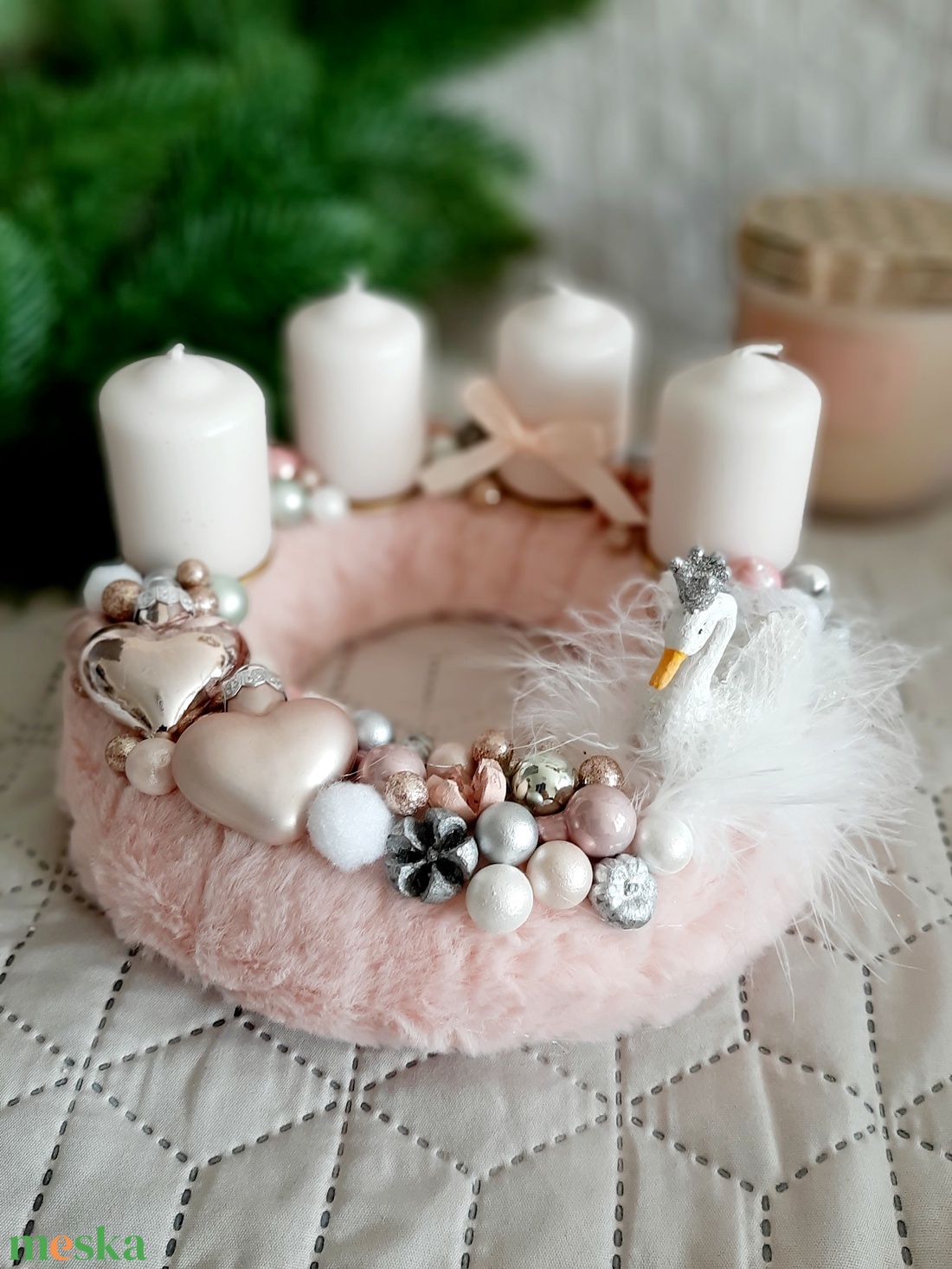 Hattyús adventi koszorú - karácsony - adventi díszek - adventi koszorú - Meska.hu