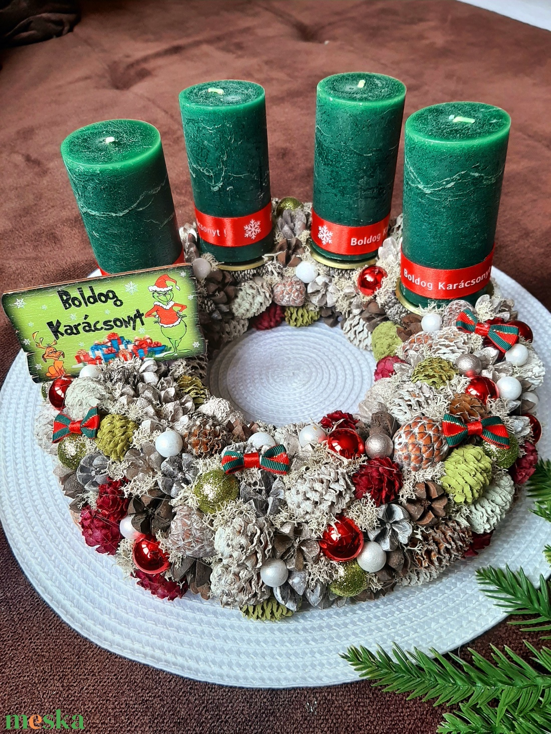 Grincses adventi koszorú - karácsony - adventi díszek - adventi koszorú - Meska.hu