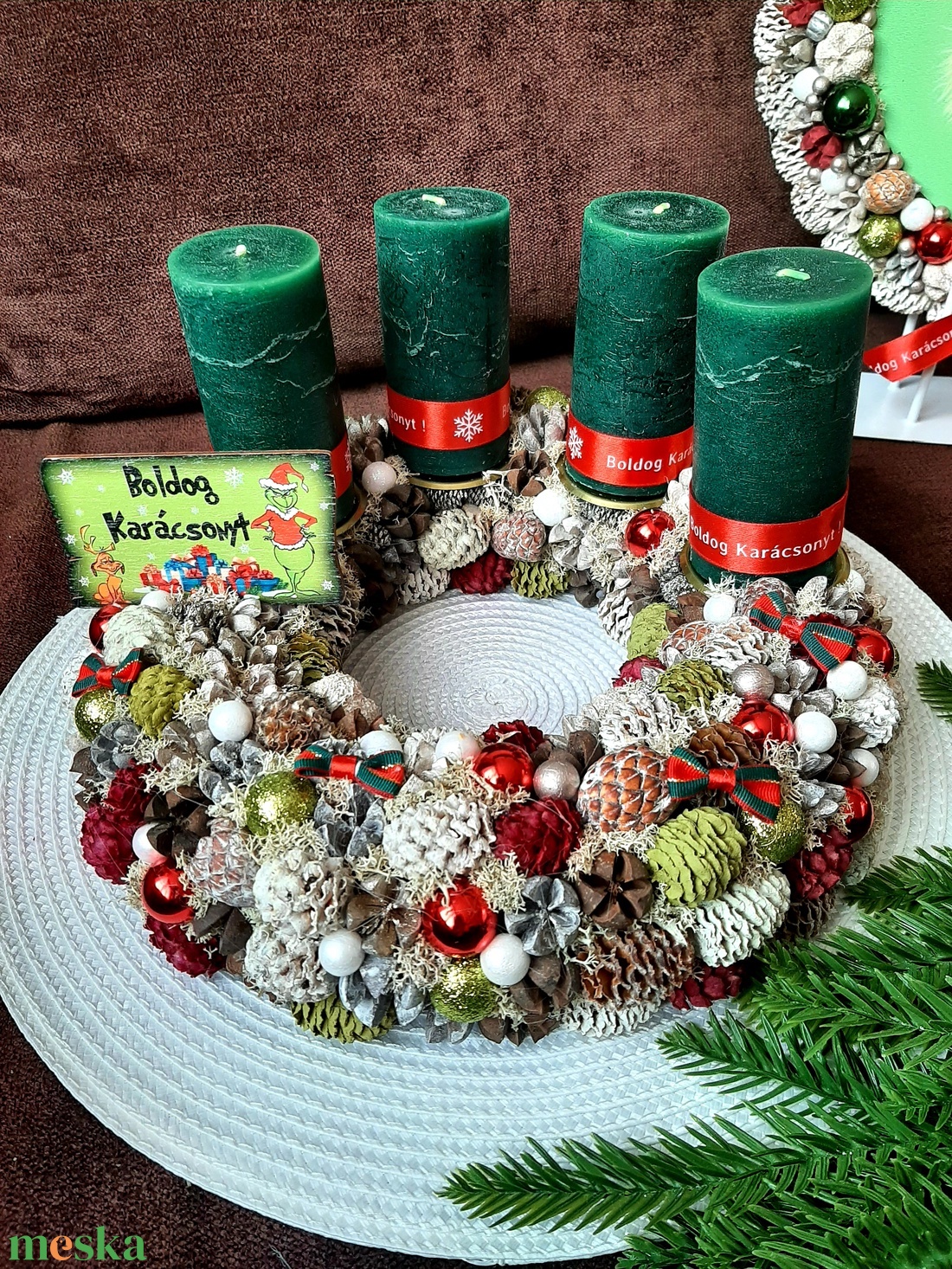 Grincses adventi koszorú - karácsony - adventi díszek - adventi koszorú - Meska.hu