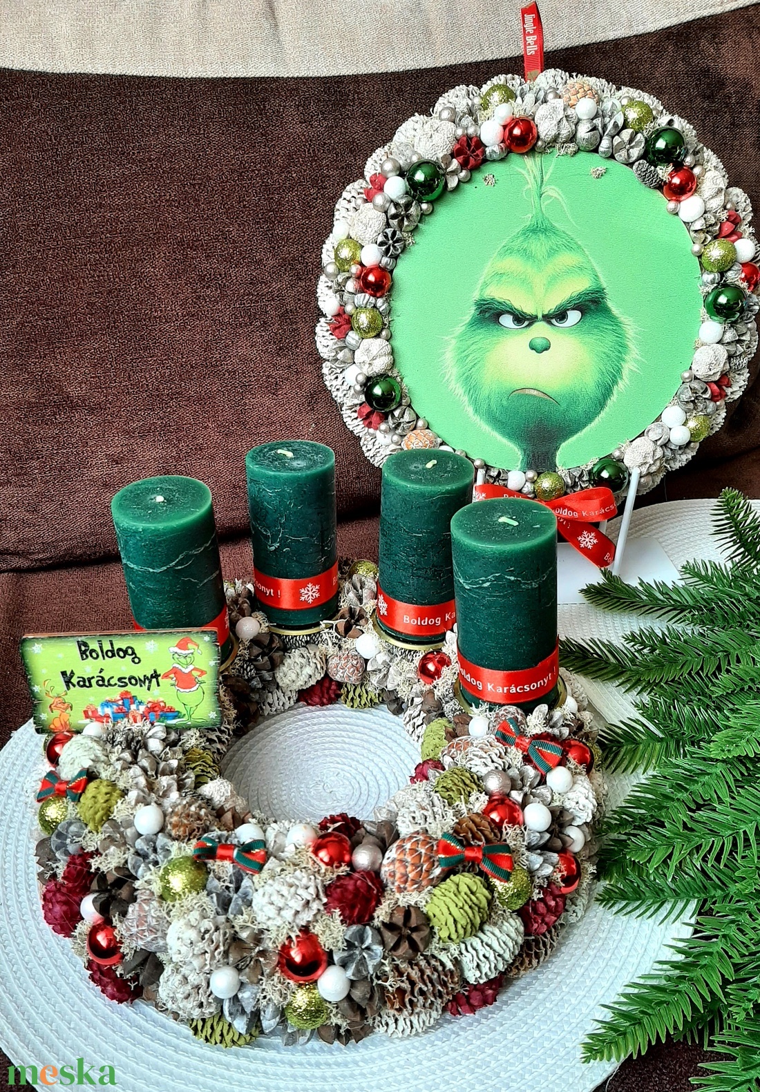 Grincses adventi koszorú - karácsony - adventi díszek - adventi koszorú - Meska.hu