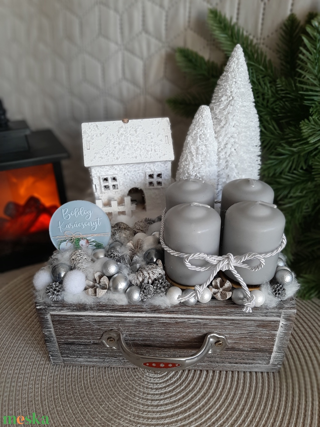 Házikós adventi box - karácsony - adventi díszek - adventi asztaldísz - Meska.hu