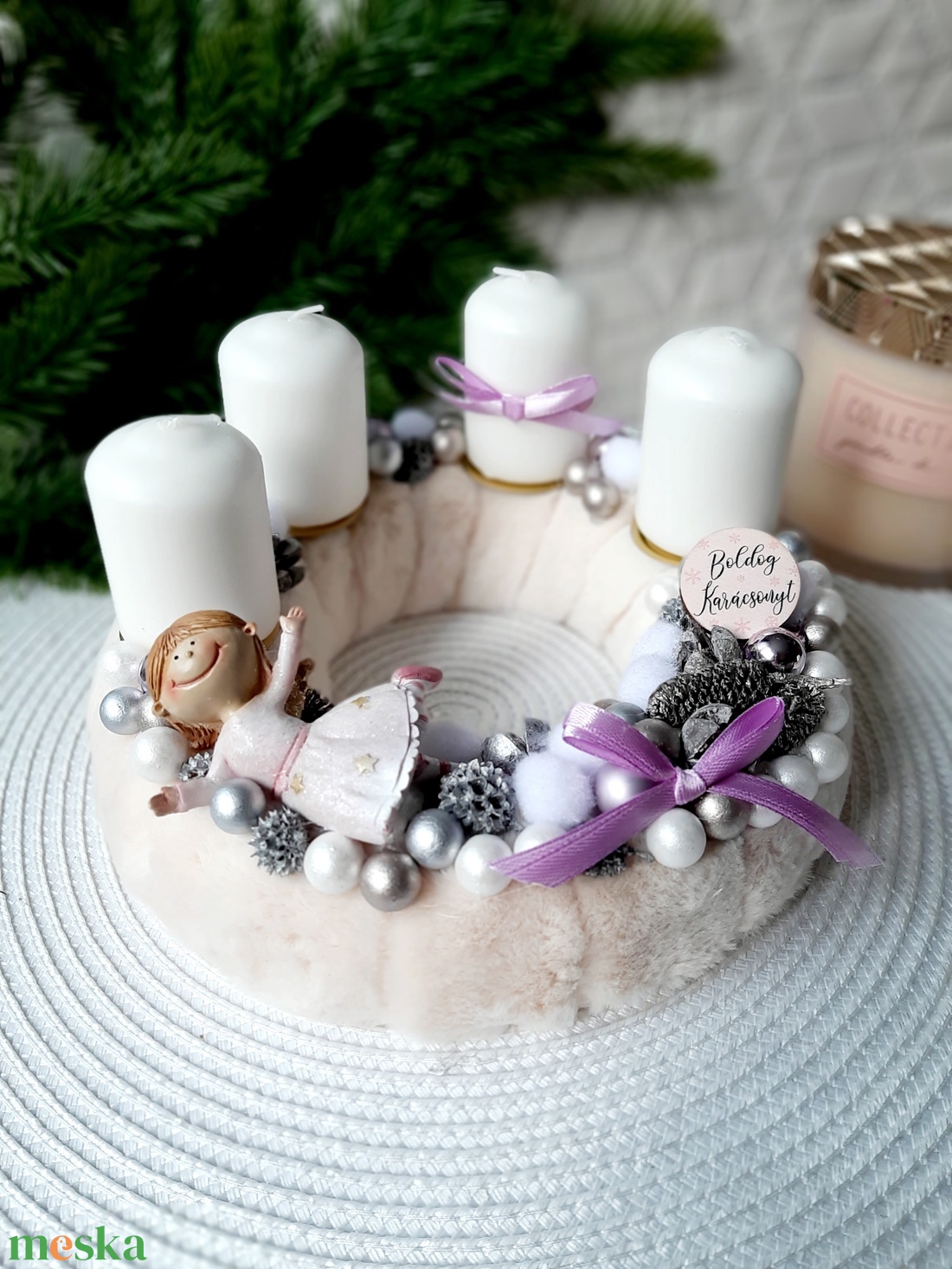 Angyalkás adventi koszorú - karácsony - adventi díszek - adventi koszorú - Meska.hu