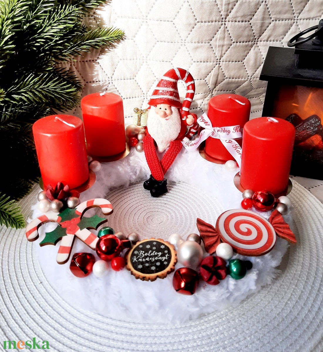 Mikulásos adventi koszorú - karácsony - adventi díszek - adventi koszorú - Meska.hu