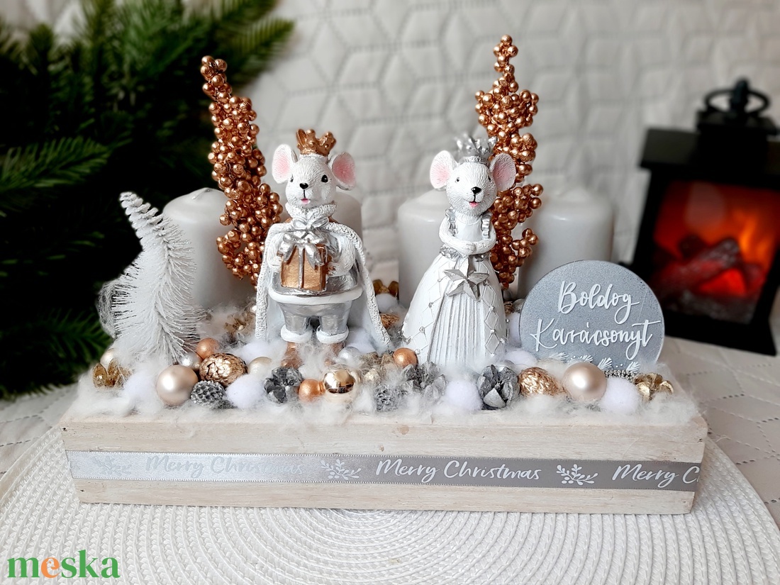 Egérkés adventi tál - karácsony - adventi díszek - adventi asztaldísz - Meska.hu