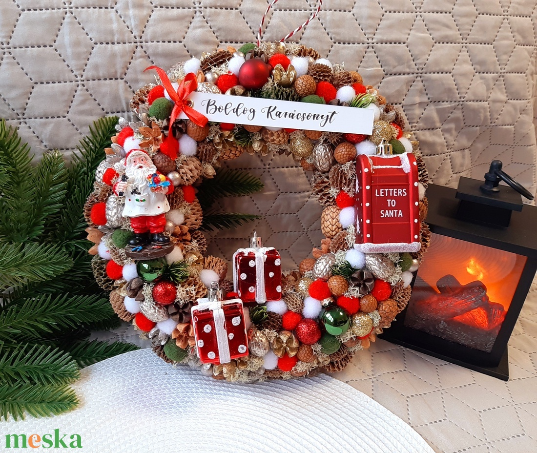 Mikulásos ajtósísz - karácsony - karácsonyi lakásdekoráció - karácsonyi ajtódíszek - Meska.hu