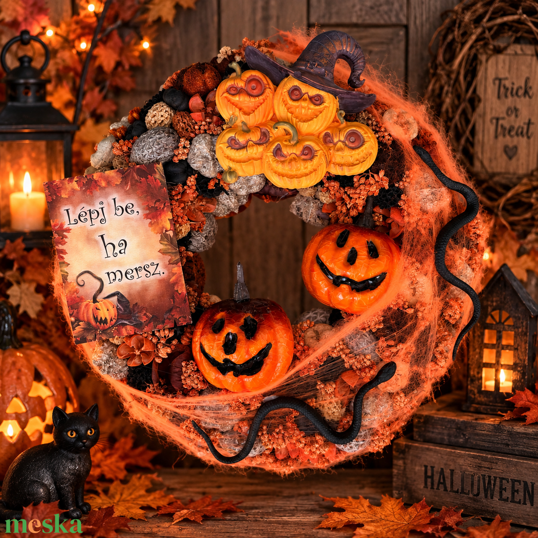 Halloweeni ajtódísz - otthon & életmód - dekoráció - halloween - halloweeni ajtódíszek és ablakdíszek - Meska.hu