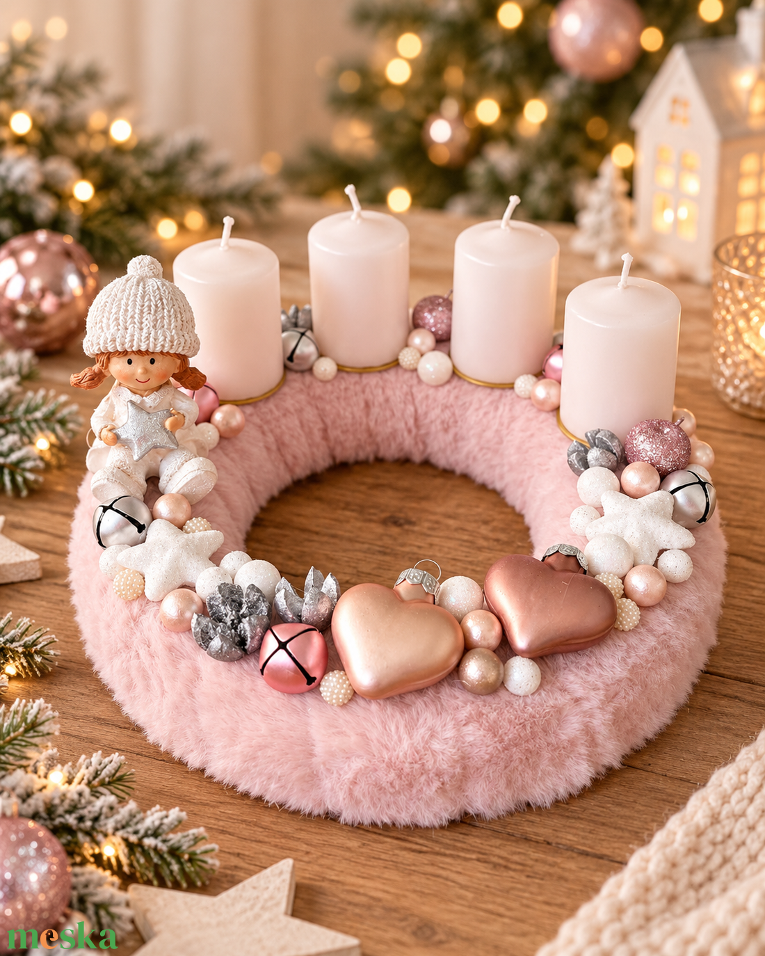 Lánykás adventi koszorú - karácsony - adventi díszek - adventi koszorú - Meska.hu