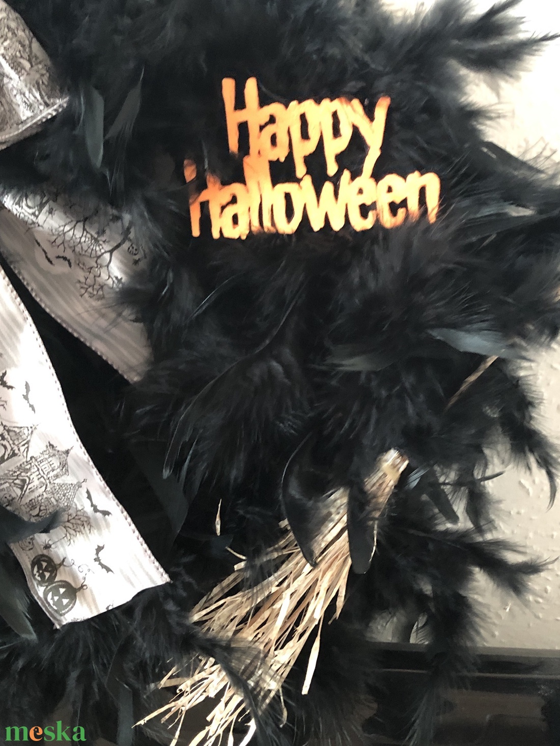 Halloween tollas  koszorú - halloweeni ajtódíszek és ablakdíszek - halloweeni ajtódíszek és ablakdíszek - Meska.hu