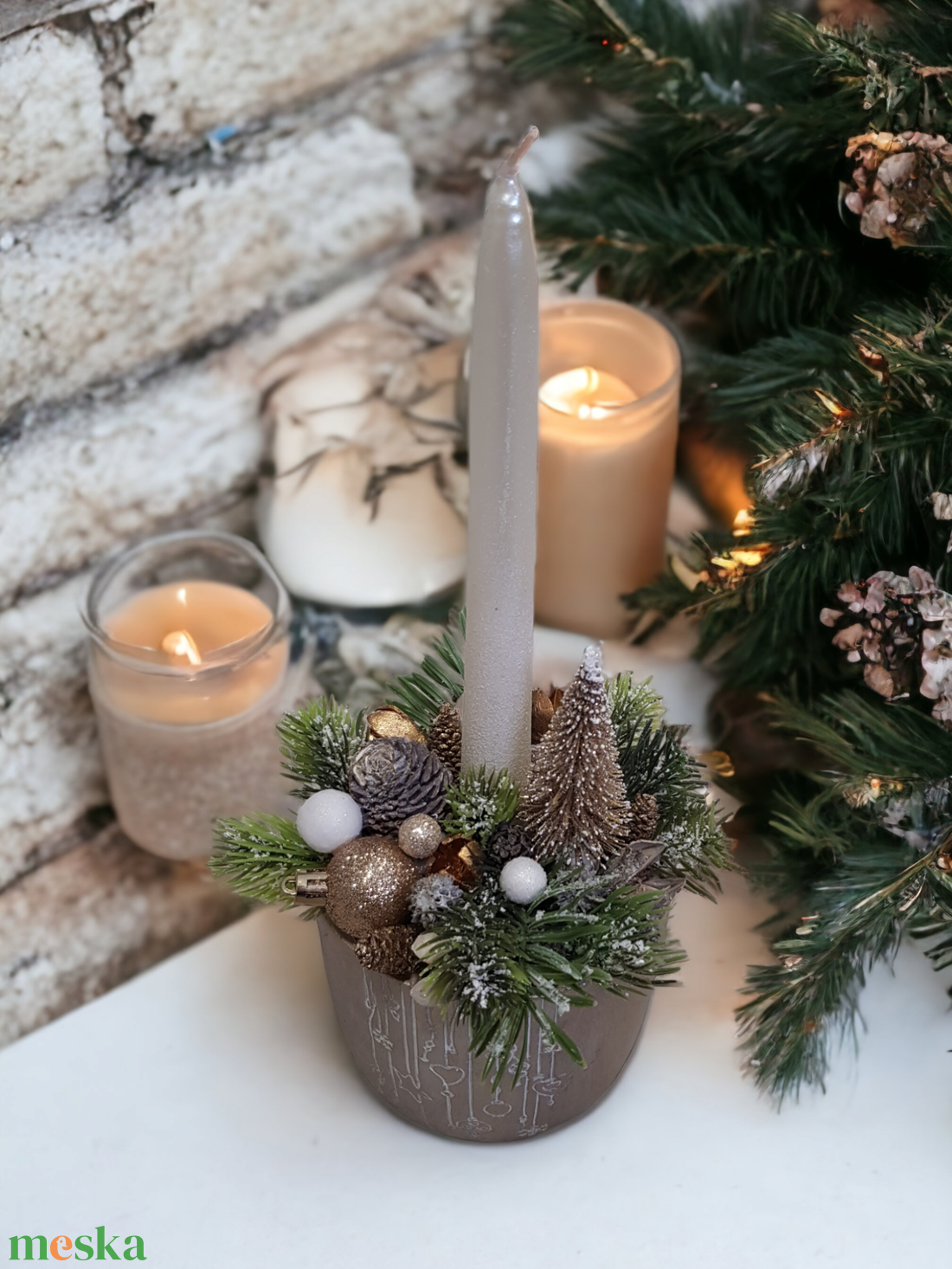 Ünnepi asztaldísz gyertyával - karácsony - adventi díszek - adventi asztaldísz - Meska.hu Ünnepi asztaldísz gyertyával - karácsony - adventi díszek - adventi asztaldísz - Meska.hu