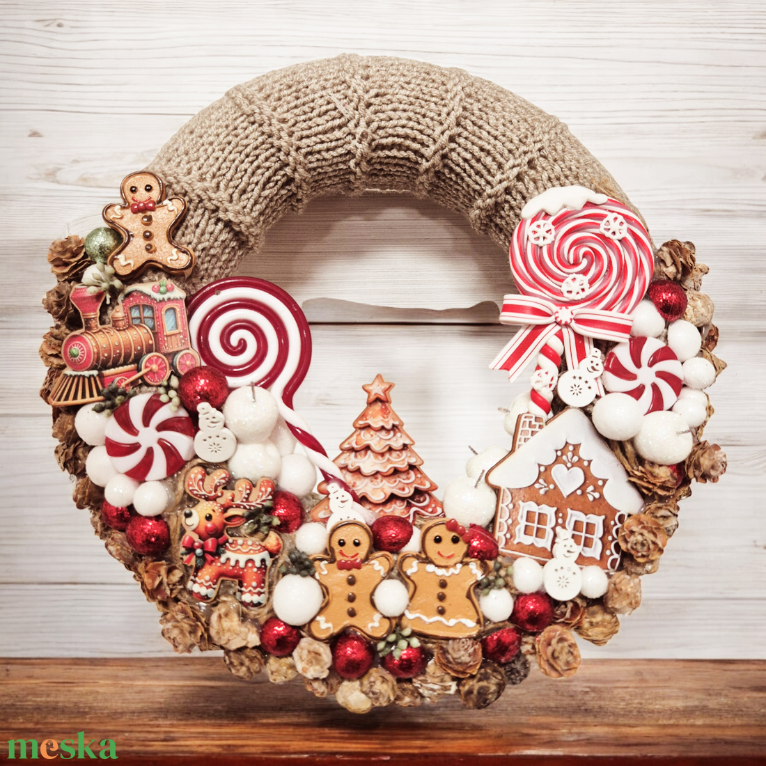 Téli ajtódísz - karácsony - karácsonyi lakásdekoráció - karácsonyi ajtódíszek - Meska.hu