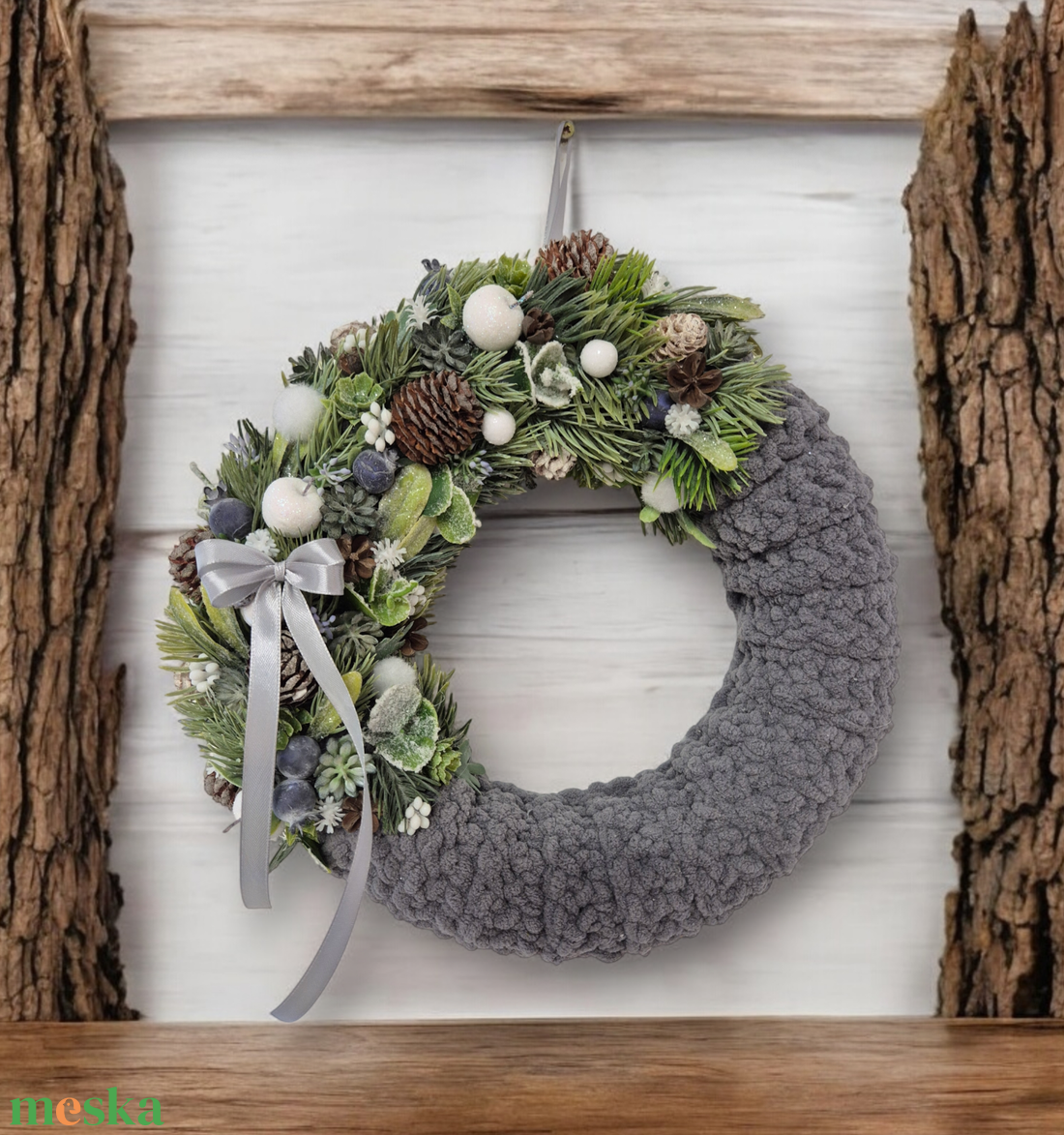 Téli ajtódísz - karácsony - adventi díszek - adventi ajtódísz - Meska.hu