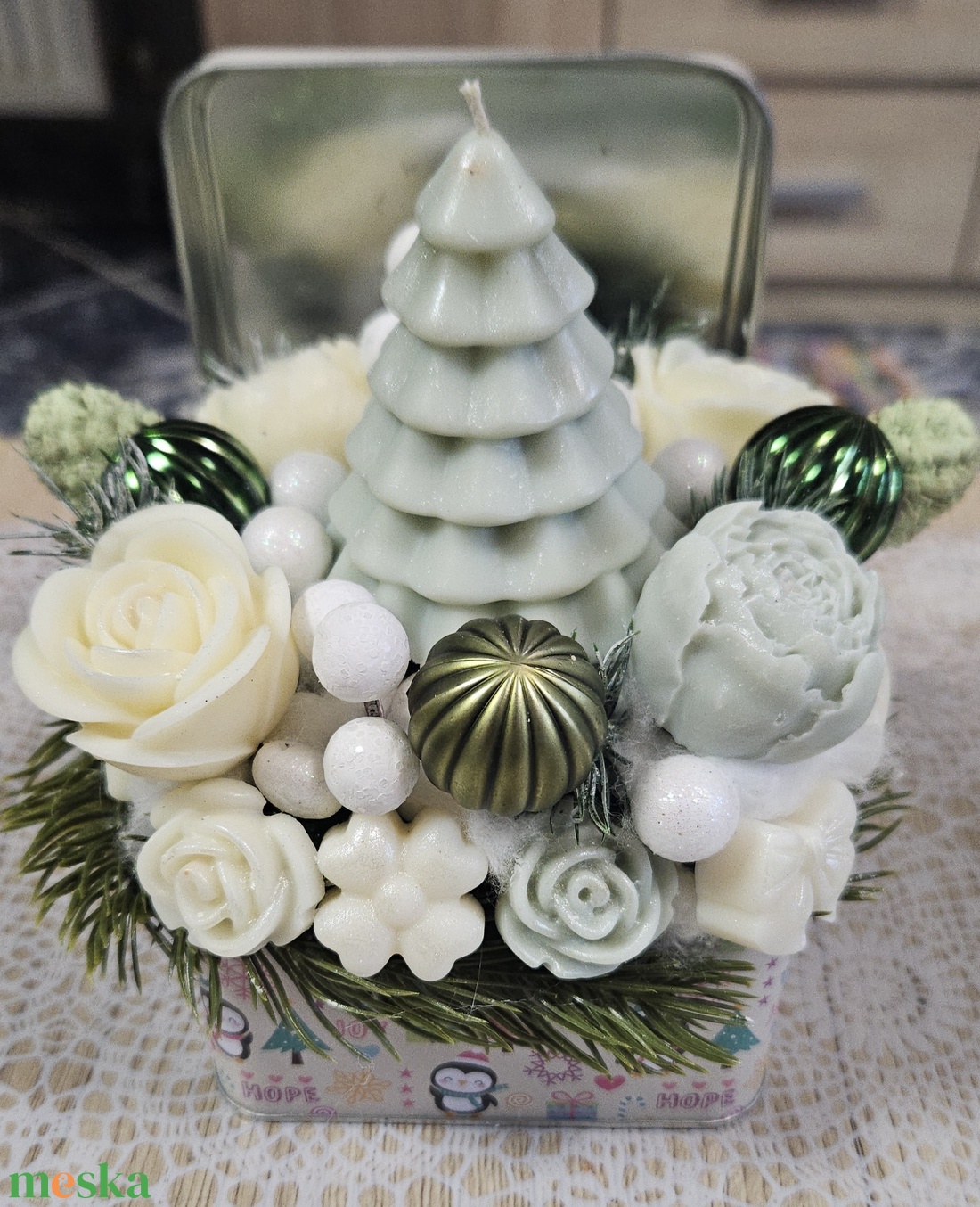 Karácsonyi illatviasz virág box (zöld) -  - Meska.hu