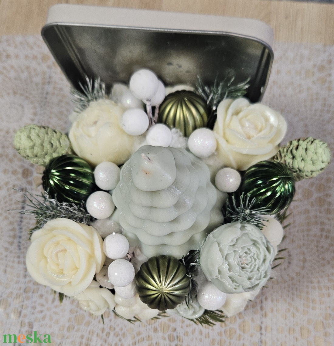 Karácsonyi illatviasz virág box (zöld) -  - Meska.hu