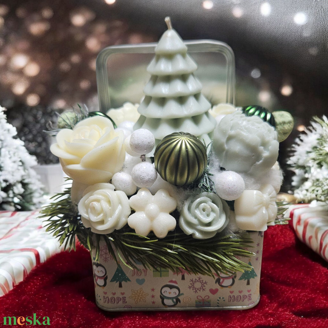 Karácsonyi illatviasz virág box (zöld) -  - Meska.hu