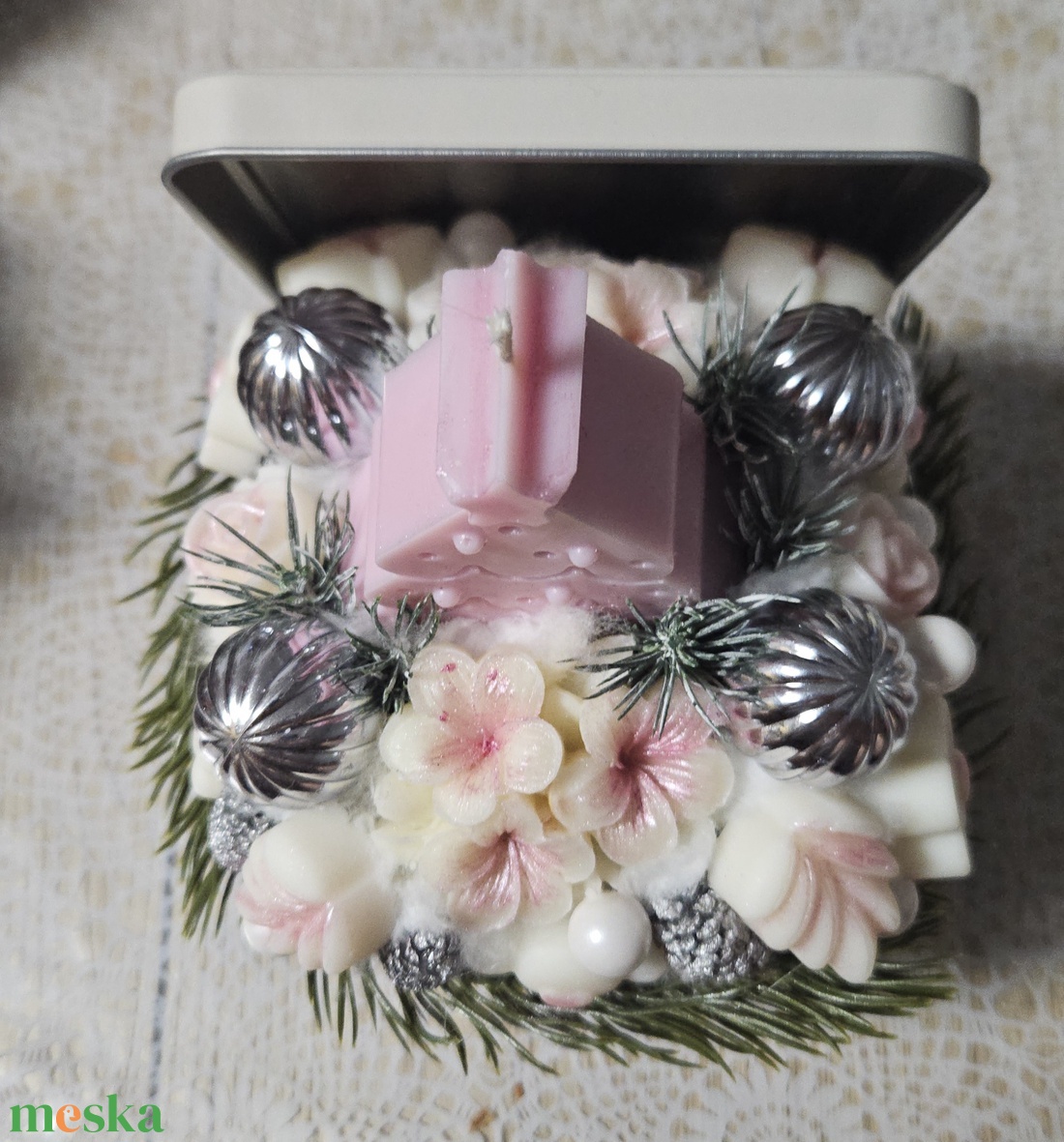 Karácsonyi illatviasz virág box (rózsaszín) -  - Meska.hu