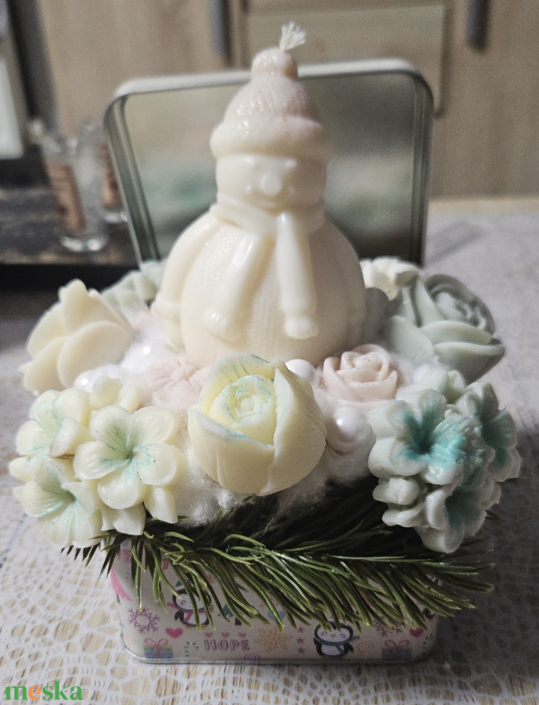 Karácsonyi illatviasz virág box (fehér) -  - Meska.hu